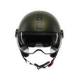 MOMODESIGN FGTR EVO VERDE OPACO / NERO - CASCO JET CON DOPPIA VISIERA E2206